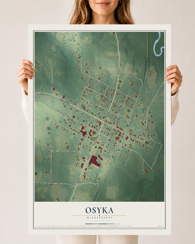 Map of Osyka, Mississippi, 24 x 36 inch unframed archival matte print
