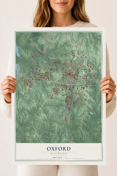 Map of Oxford, Mississippi, 18 x 24 inch unframed archival matte print