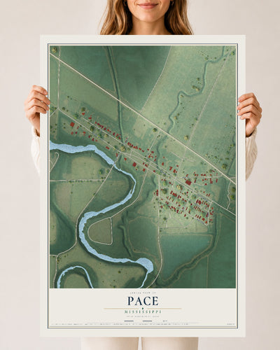 Map of Pace, Mississippi, 24 x 36 inch unframed archival matte print