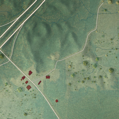 Second close-up of the map of Pachuta, Mississippi print showing more streets and buildings