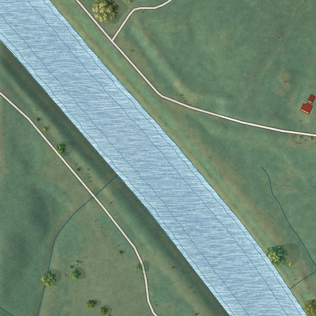 Second close-up of the map of Paden, Mississippi print showing more streets and buildings