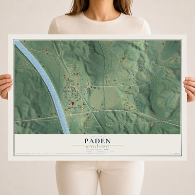 Map of Paden, Mississippi, 18 x 24 inch unframed archival matte print