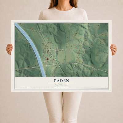 Map of Paden, Mississippi, 24 x 36 inch unframed archival matte print