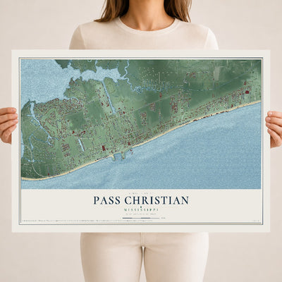 Map of Pass Christian, Mississippi, 18 x 24 inch unframed archival matte print