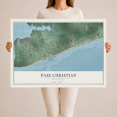 Map of Pass Christian, Mississippi, 24 x 36 inch unframed archival matte print