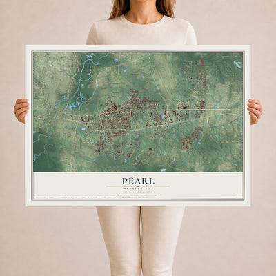 Map of Pearl, Mississippi, 24 x 36 inch unframed archival matte print