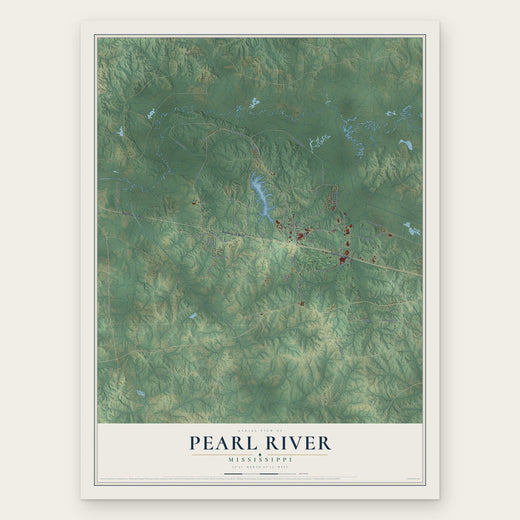 Pearl River, Mississippi map print, the full design