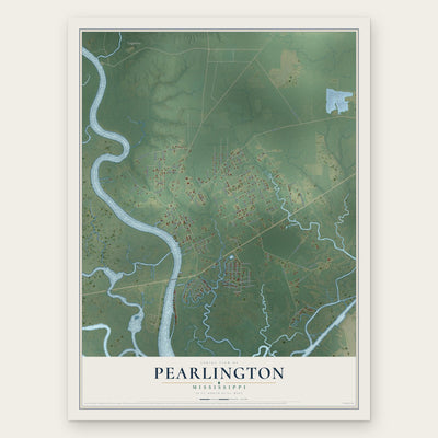 Pearlington, Mississippi map print, the full design