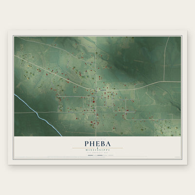 Pheba, Mississippi map print, the full design