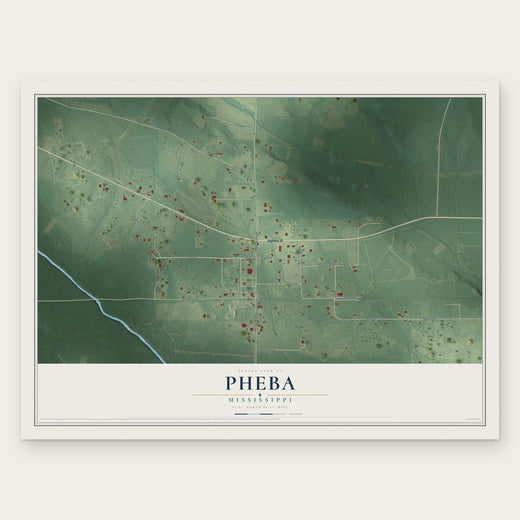 Pheba, Mississippi map print, the full design