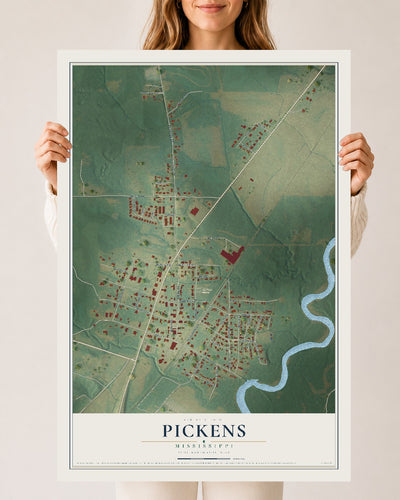 Map of Pickens, Mississippi, 24 x 36 inch unframed archival matte print
