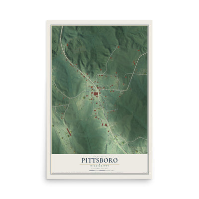 Map of Pittsboro, Mississippi, 12 x 18 inch unframed archival matte print
