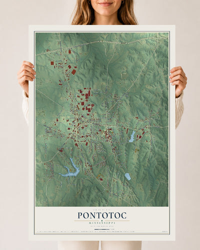 Map of Pontotoc, Mississippi, 24 x 36 inch unframed archival matte print