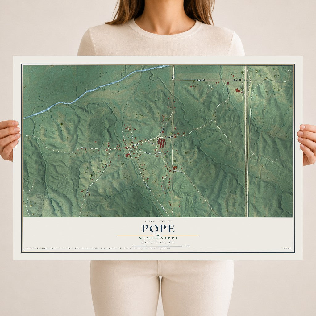 Map of Pope, Mississippi, 18 x 24 inch unframed archival matte print