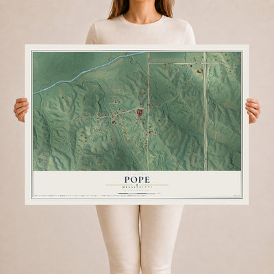Map of Pope, Mississippi, 24 x 36 inch unframed archival matte print