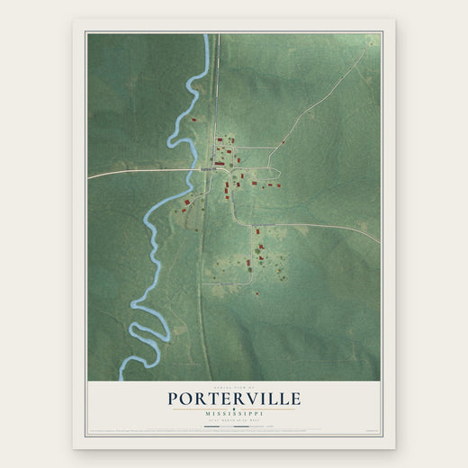Porterville, Mississippi map print, the full design