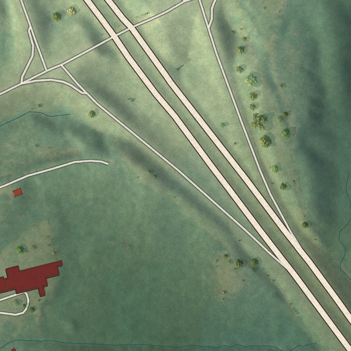 Second close-up of the map of Potts Camp, Mississippi print showing more streets and buildings