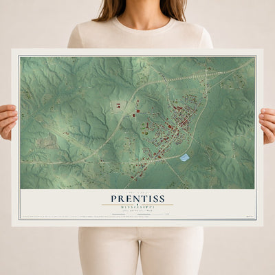 Map of Prentiss, Mississippi, 18 x 24 inch unframed archival matte print