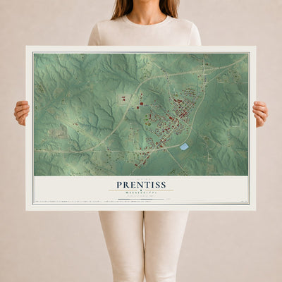 Map of Prentiss, Mississippi, 24 x 36 inch unframed archival matte print