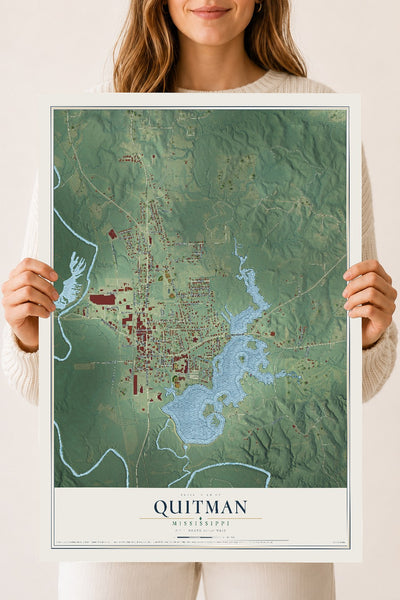 Map of Quitman, Mississippi, 18 x 24 inch unframed archival matte print