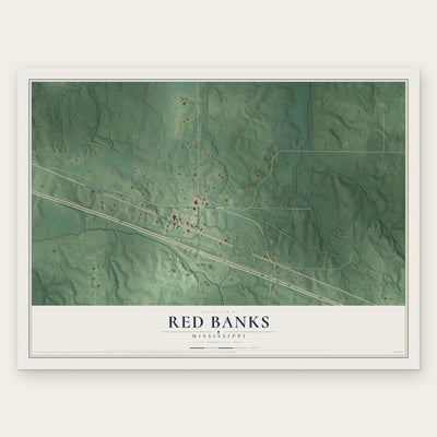 Red Banks, Mississippi map print, the full design