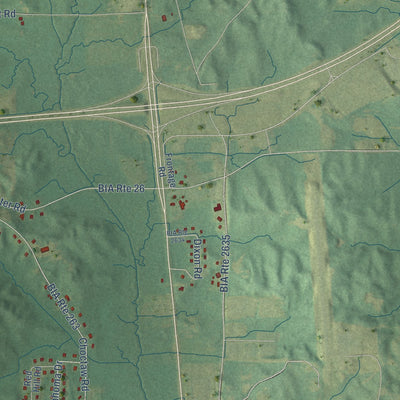 Close-up of the map of Redwater, Mississippi print showing street and building detail