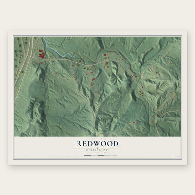 Redwood, Mississippi map print, the full design