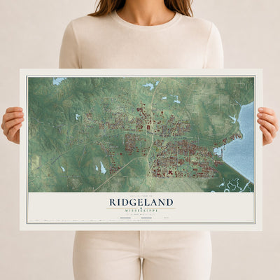 Map of Ridgeland, Mississippi, 12 x 18 inch unframed archival matte print