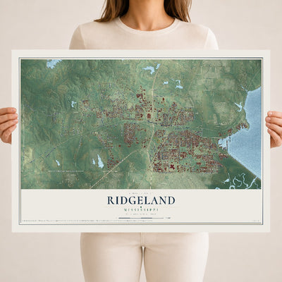 Map of Ridgeland, Mississippi, 18 x 24 inch unframed archival matte print