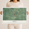 Map of Ripley, Mississippi, 12 x 18 inch unframed archival matte print