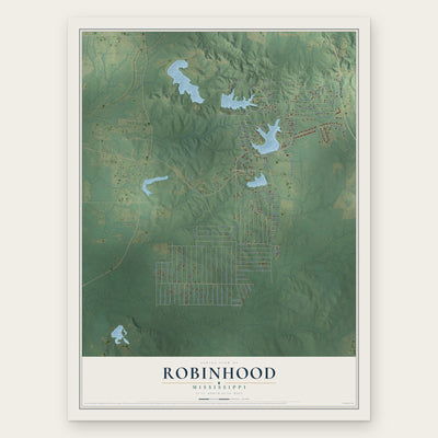 Robinhood, Mississippi map print, the full design