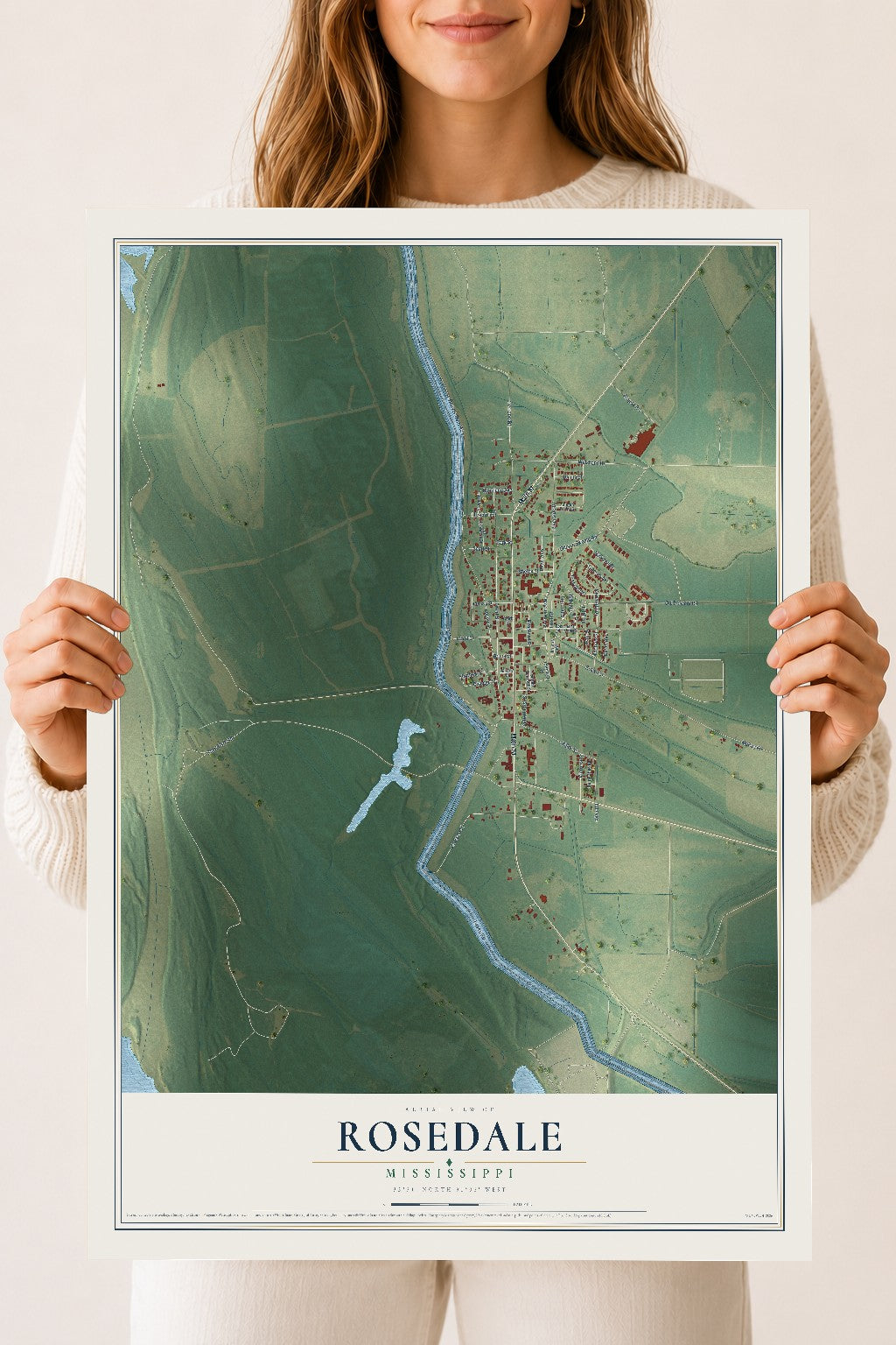 Map of Rosedale, Mississippi, 18 x 24 inch unframed archival matte print