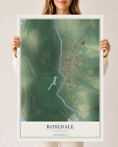Map of Rosedale, Mississippi, 24 x 36 inch unframed archival matte print
