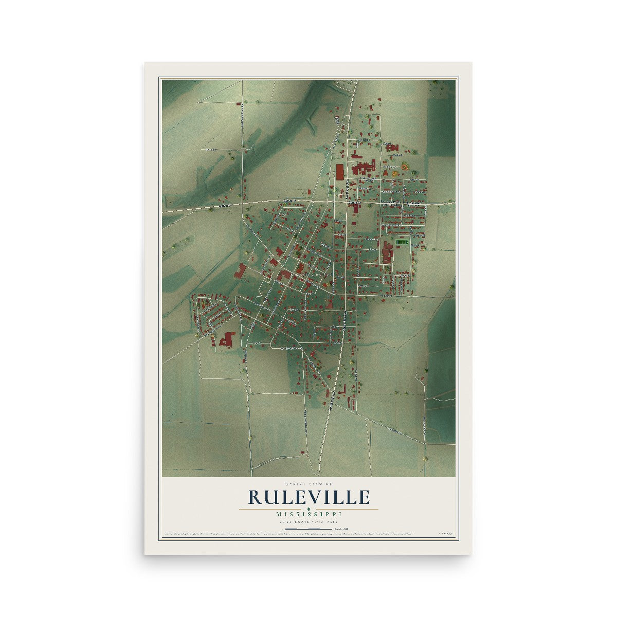 Map of Ruleville, Mississippi, 12 x 18 inch unframed archival matte print