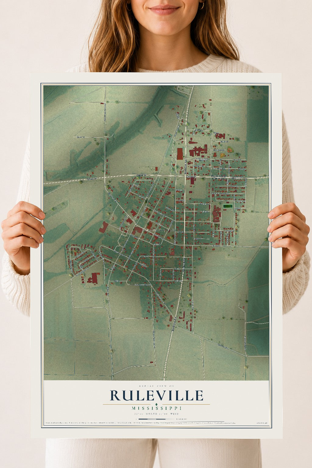 Map of Ruleville, Mississippi, 18 x 24 inch unframed archival matte print