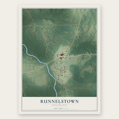 Runnelstown, Mississippi map print, the full design