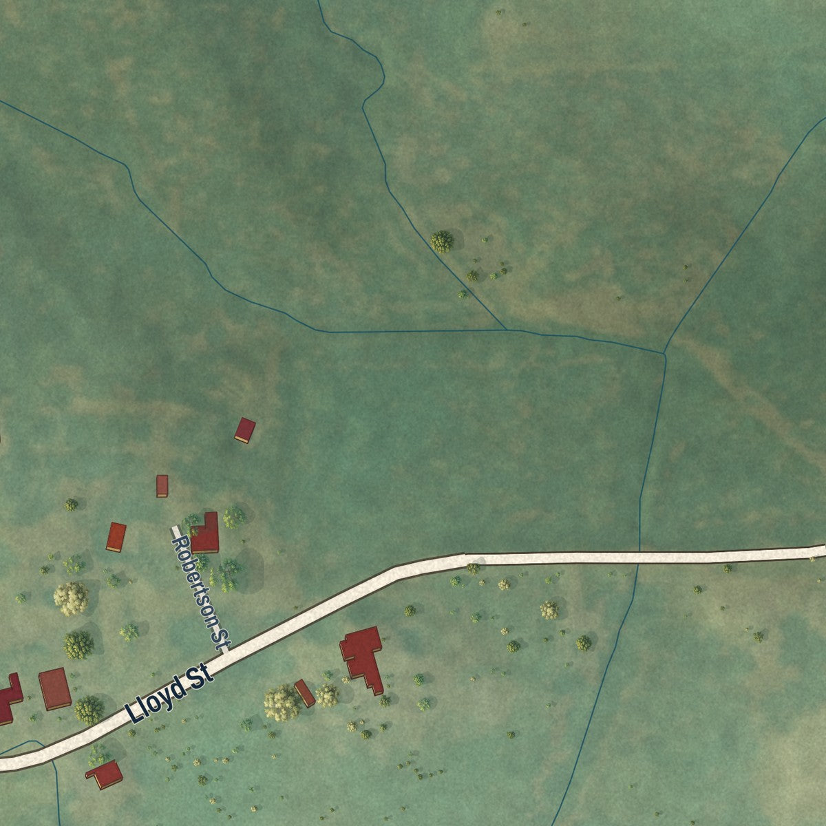 Second close-up of the map of Sallis, Mississippi print showing more streets and buildings