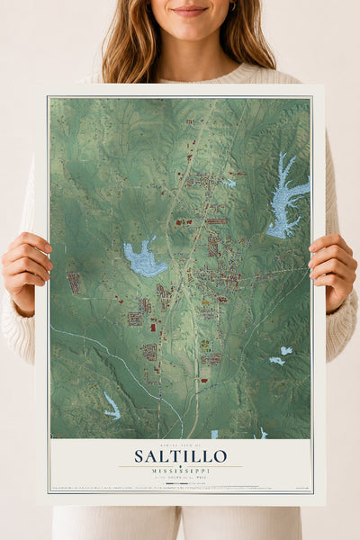 Map of Saltillo, Mississippi, 18 x 24 inch unframed archival matte print