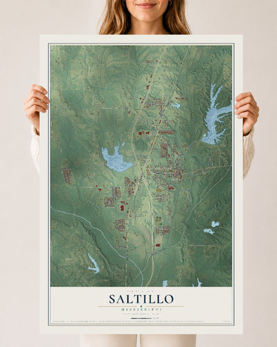 Map of Saltillo, Mississippi, 24 x 36 inch unframed archival matte print