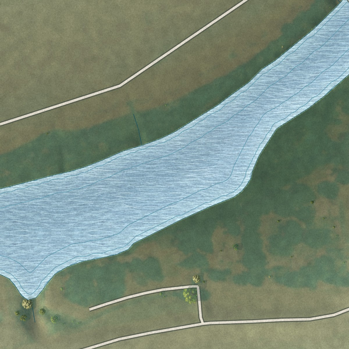 Second close-up of the map of Satartia, Mississippi print showing more streets and buildings