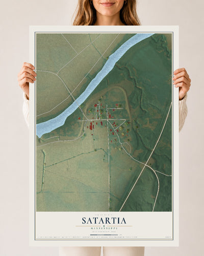 Map of Satartia, Mississippi, 24 x 36 inch unframed archival matte print