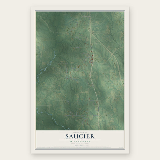 Saucier, Mississippi map print, the full design