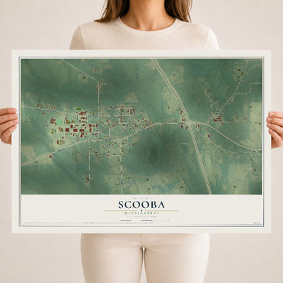 Map of Scooba, Mississippi, 18 x 24 inch unframed archival matte print