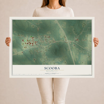 Map of Scooba, Mississippi, 24 x 36 inch unframed archival matte print