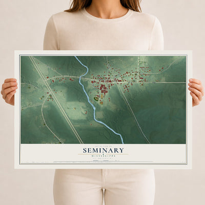 Map of Seminary, Mississippi, 12 x 18 inch unframed archival matte print