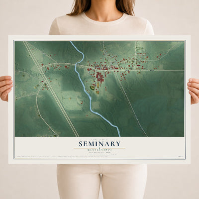 Map of Seminary, Mississippi, 18 x 24 inch unframed archival matte print