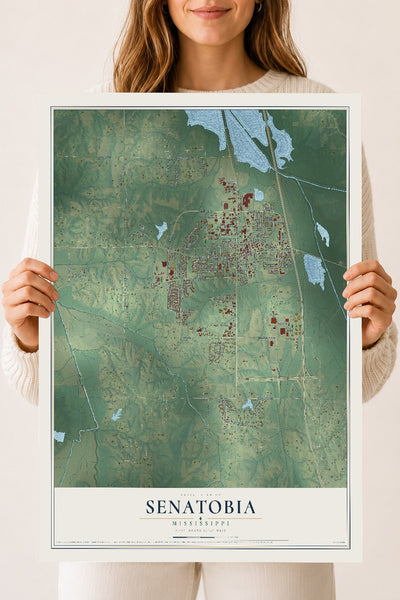 Map of Senatobia, Mississippi, 18 x 24 inch unframed archival matte print