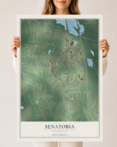 Map of Senatobia, Mississippi, 24 x 36 inch unframed archival matte print