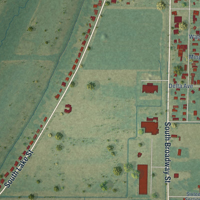Second close-up of the map of Shelby, Mississippi print showing more streets and buildings