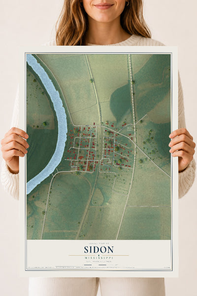 Map of Sidon, Mississippi, 18 x 24 inch unframed archival matte print